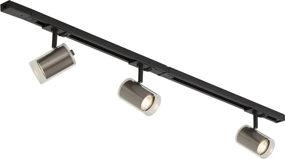 Sistema de iluminação de trilho moderno preto com 3 focos gunmetal 1-fase - Iconic Lloyd