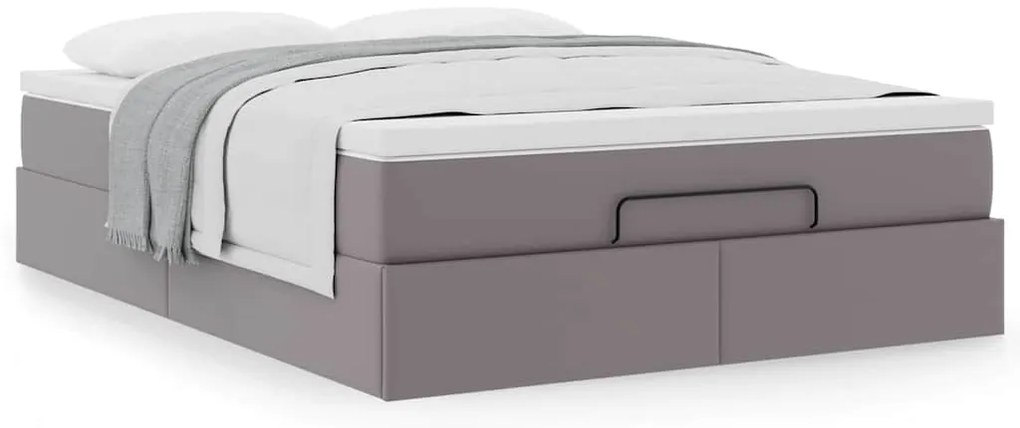 Estrutura de cama otomana com colchão 140x190 cm cinzenta