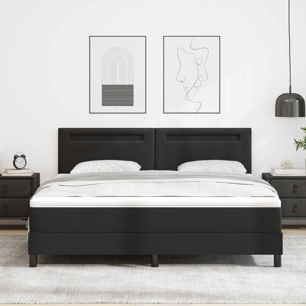 vidaXL Cama Box com colchão Preto 180 x 200 cm Couro sintético