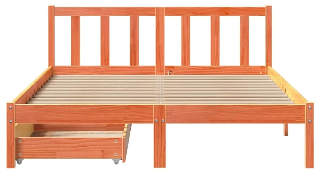 Cama sem colchão 160x200 cm madeira pinho maciço castanho-mel