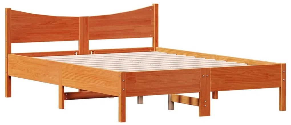 Cama sem colchão 140x190 cm pinho maciço castanho-mel