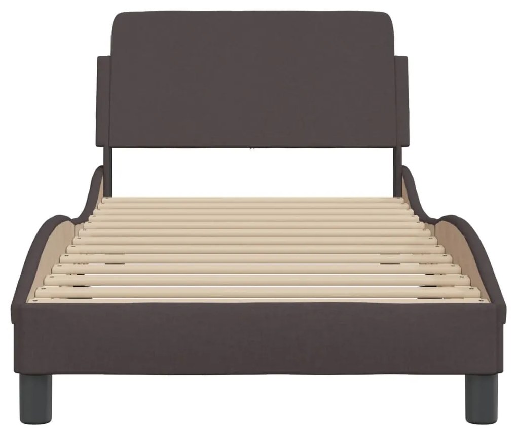 Estrutura de cama sem colchão 90x200 cm tecido castanho-escuro