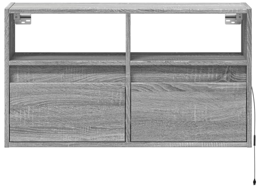 Móvel de parede p/ TV c/ luzes LED 80x31x45 cm cinzento sonoma