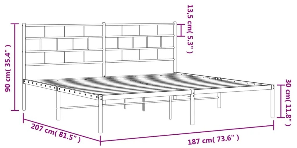 Estrutura de cama com cabeceira 180x200 cm metal branco