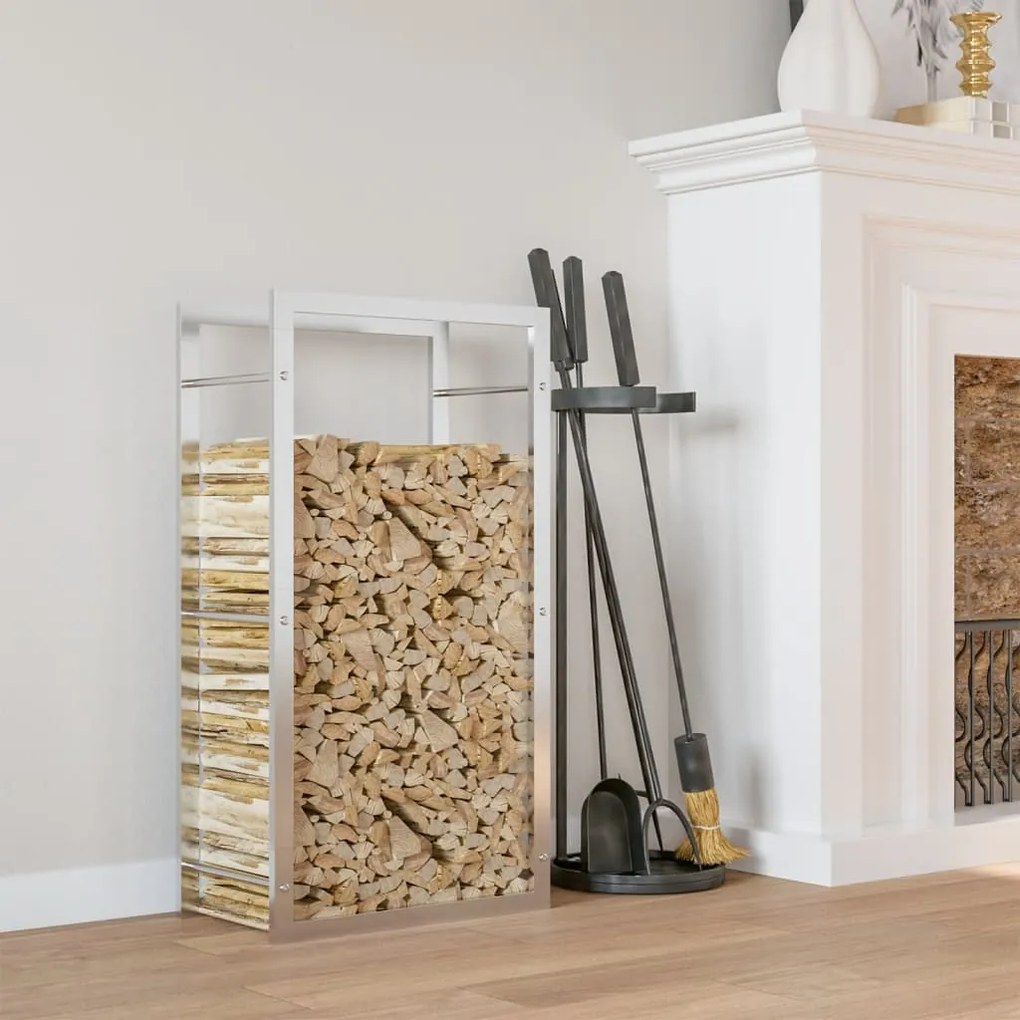 vidaXL Suporte para lenha 80x28x154 cm aço inoxidável