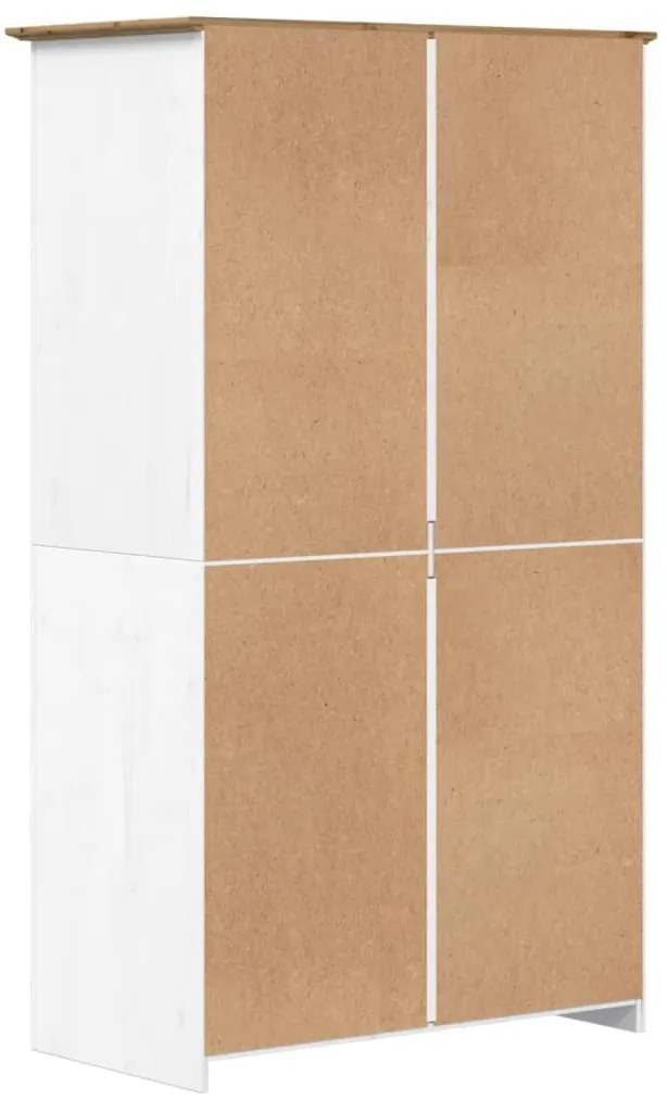 Roupeiro BODO 99x53,5x173 cm pinho maciço branco e castanho