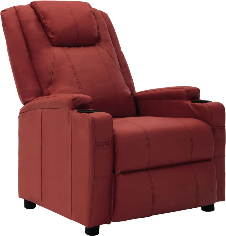 Cadeira reclinável couro artificial vermelho tinto