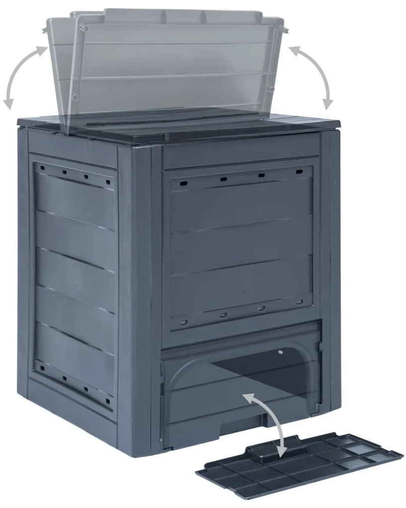 Compostores de jardim 2 pcs 60x60x73 cm 520 L cinzento