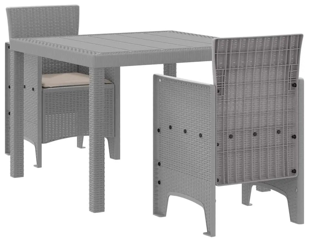 Conjunto de Jantar para Jardim 3 pcs Cinzento-claro