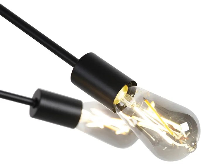 Candeeiro pendente industrial inteligente preto com 6 lâmpadas WiFi ST64 - Sydney