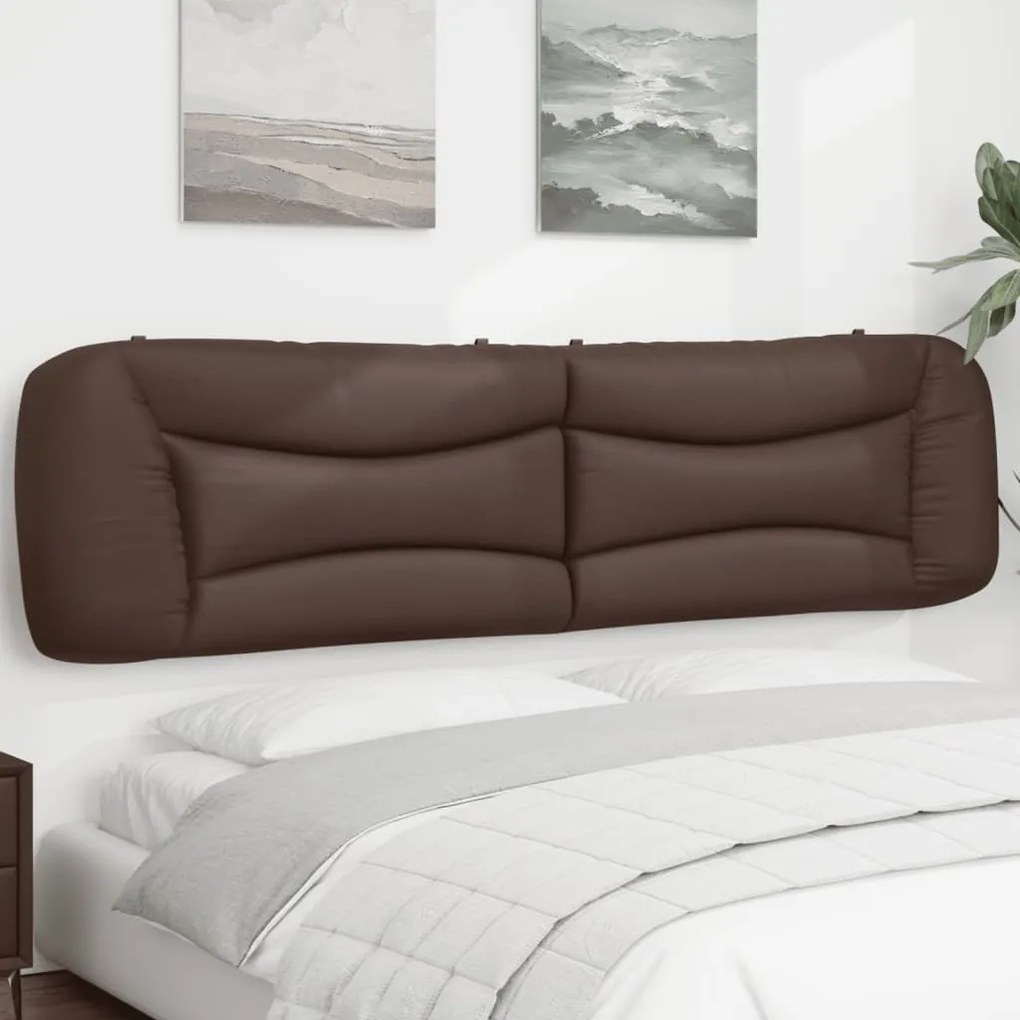 vidaXL Almofadão de cabeceira 200 cm couro artificial castanho