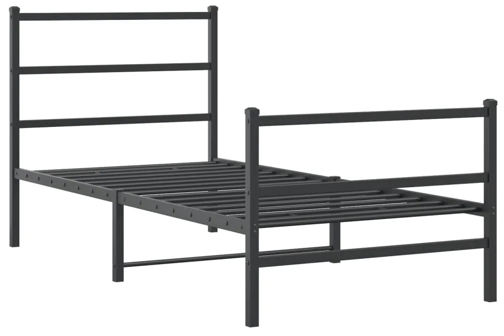 Estrutura de cama com cabeceira e pés 90x190 cm metal preto