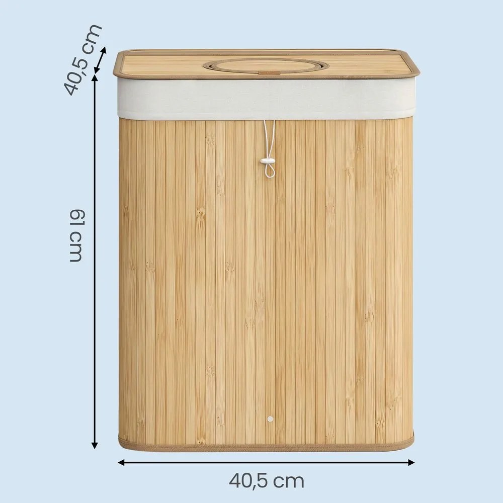Caixote lixo para reciclagem garrafas, 95 L bambu 40,5 x 40,5 x 61 cm bege