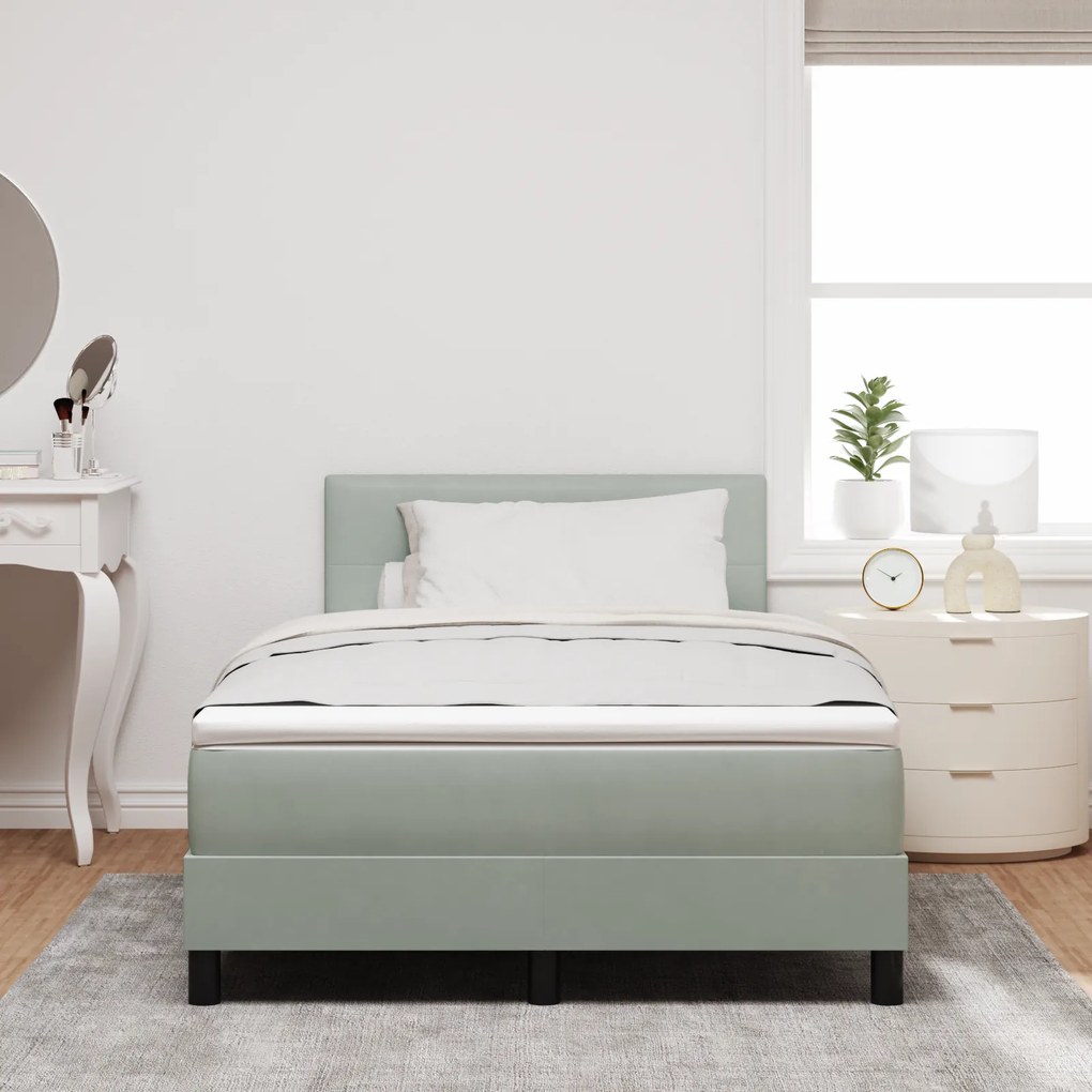 Cama Box com Colchão vidaXL Cinza Claro Dobro Pequeno Veludo