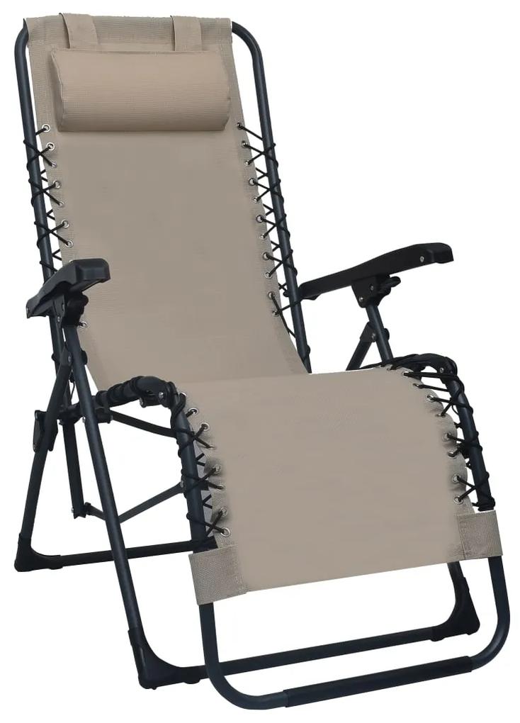 47901 vidaXL Cadeira de pátio dobrável textilene cinzento-acastanhado