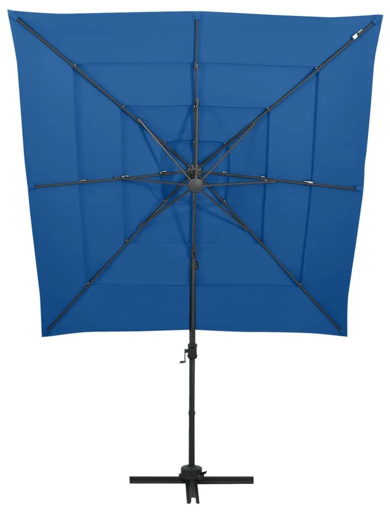 Guarda-sol 4 camadas com poste alumínio 250x250 cm azul ciano