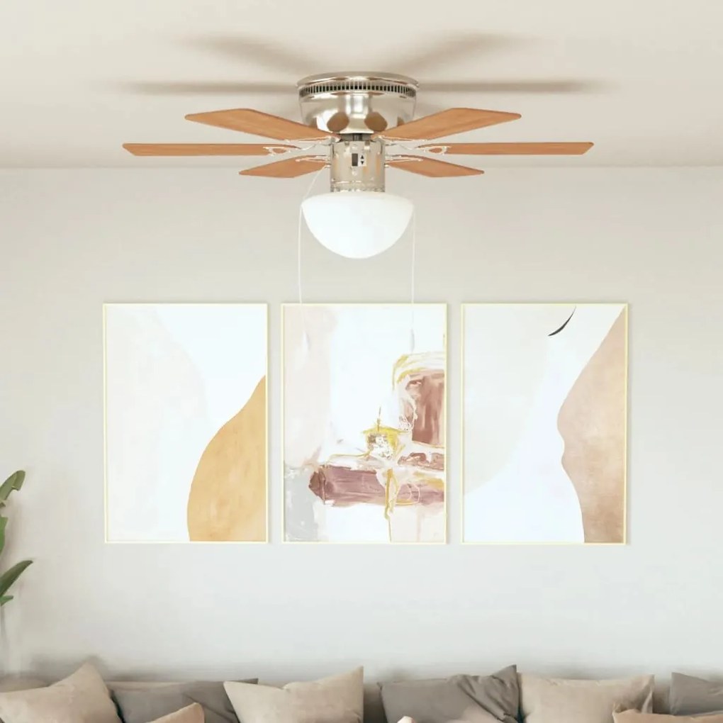 50536 vidaXL Ventoinha de teto com luz 82 cm castanho claro