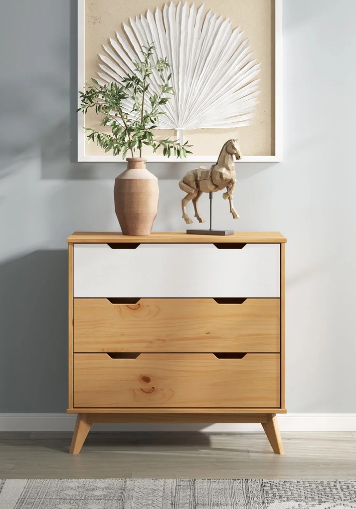Cómoda Borneo em pinho 80x40x79cm com certificação FSC natural