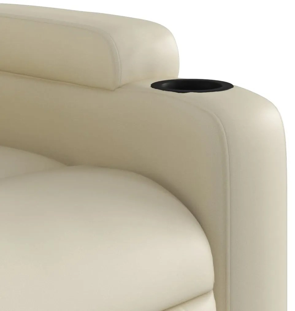 Poltrona massagens reclinável elétrica couro artificial creme