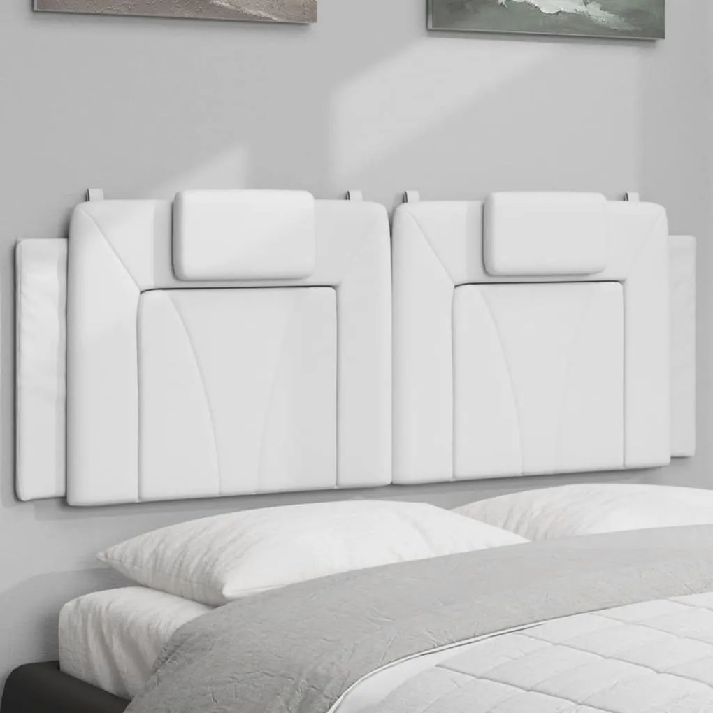 Almofadão de cabeceira 140 cm couro artificial branco