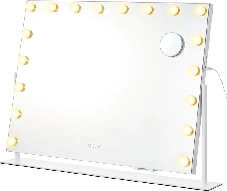 Espelho de maquilhagem 12 x 90 x 65 cm com iluminação e 18 lâmpadas LED branco