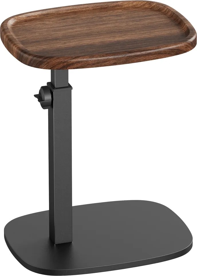 Mesa de apoio com altura ajustável, mesa auxiliar em forma de C, 30 x 40 x 69 cm cor nogueira-preto