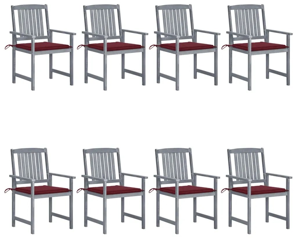 Cadeiras de jardim c/ almofadões 8 pcs acácia maciça cinzento