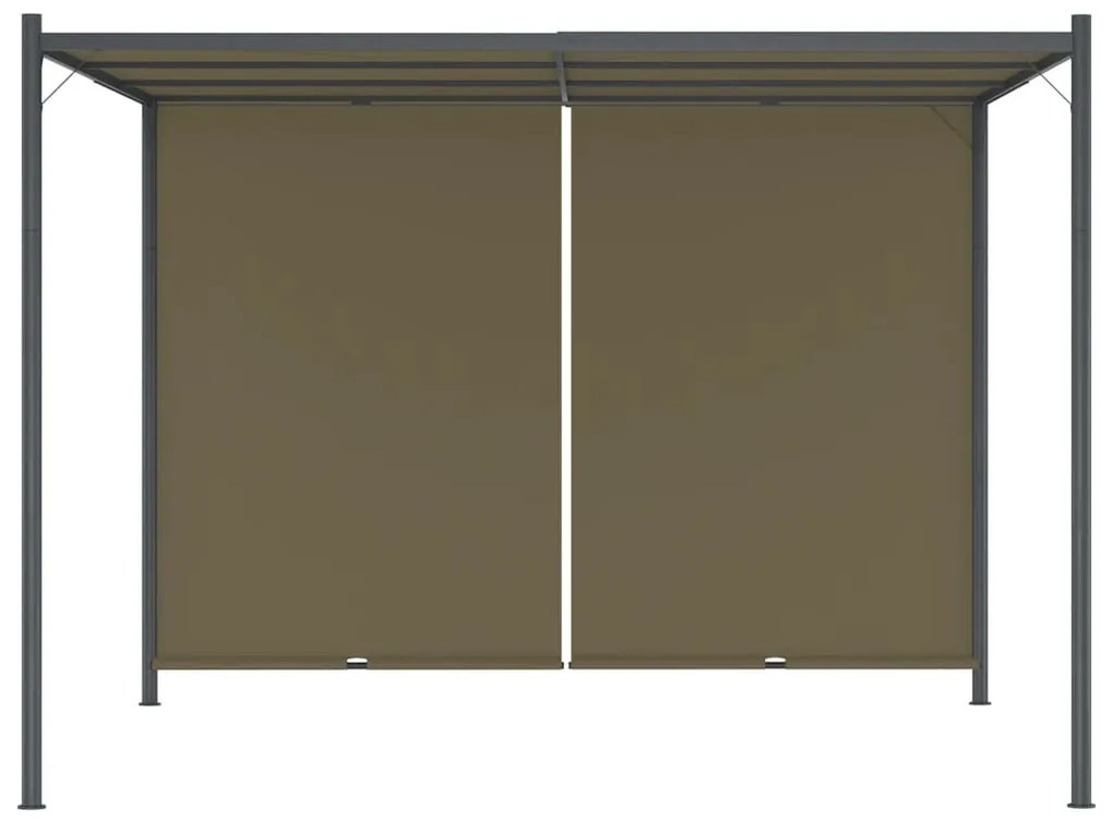 Pérgola jardim telhado retrátil 3x3m 180 g/m² cinza-acastanhado