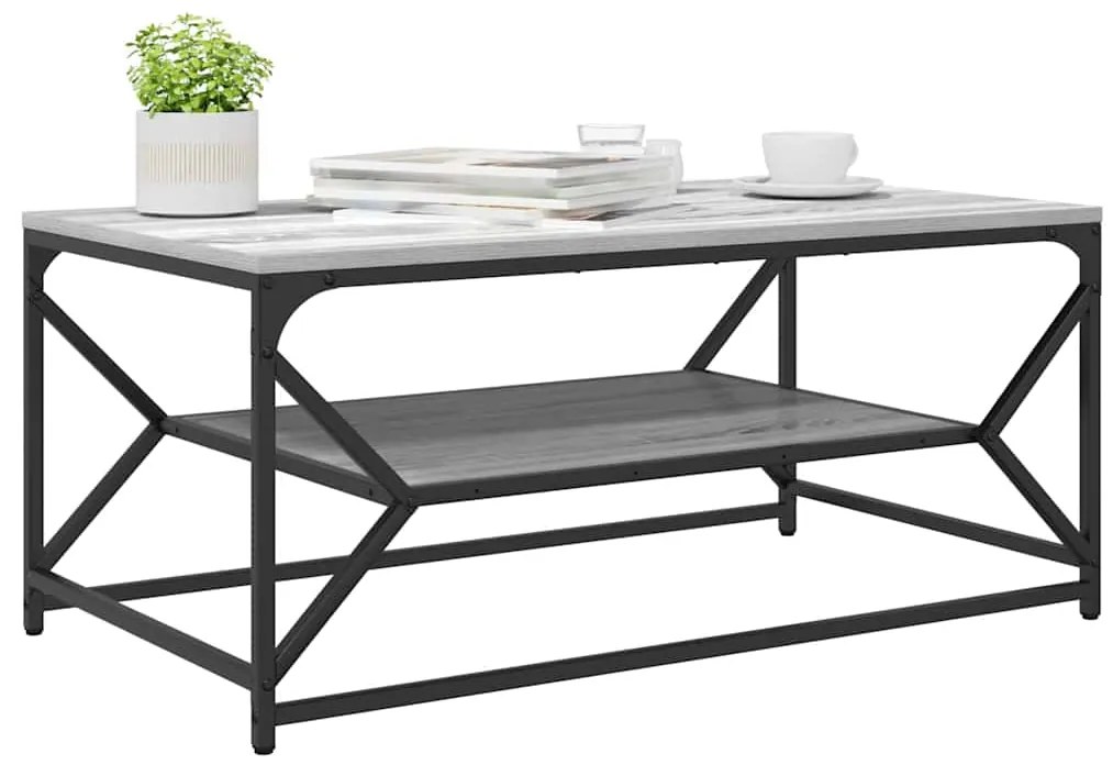 Mesa de Café vidaXL com Prateleira Cinza Sonoma 90x50x40 cm em Madeira