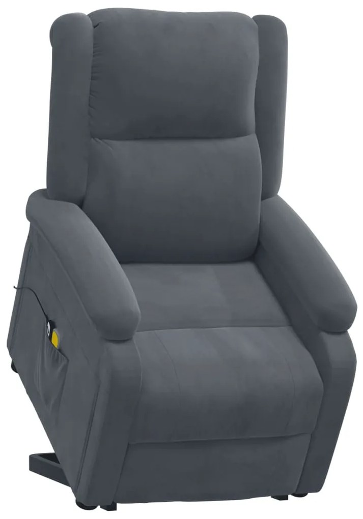 Poltrona de massagens elevatória veludo cinzento-escuro