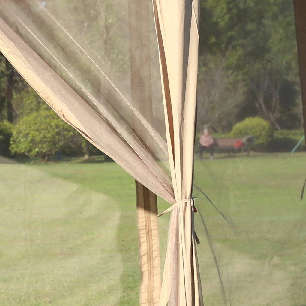 Tenda Dobrável 4,05x3,4x2,85 m Tenda de Jardim Hexagonal com Duplo Tet