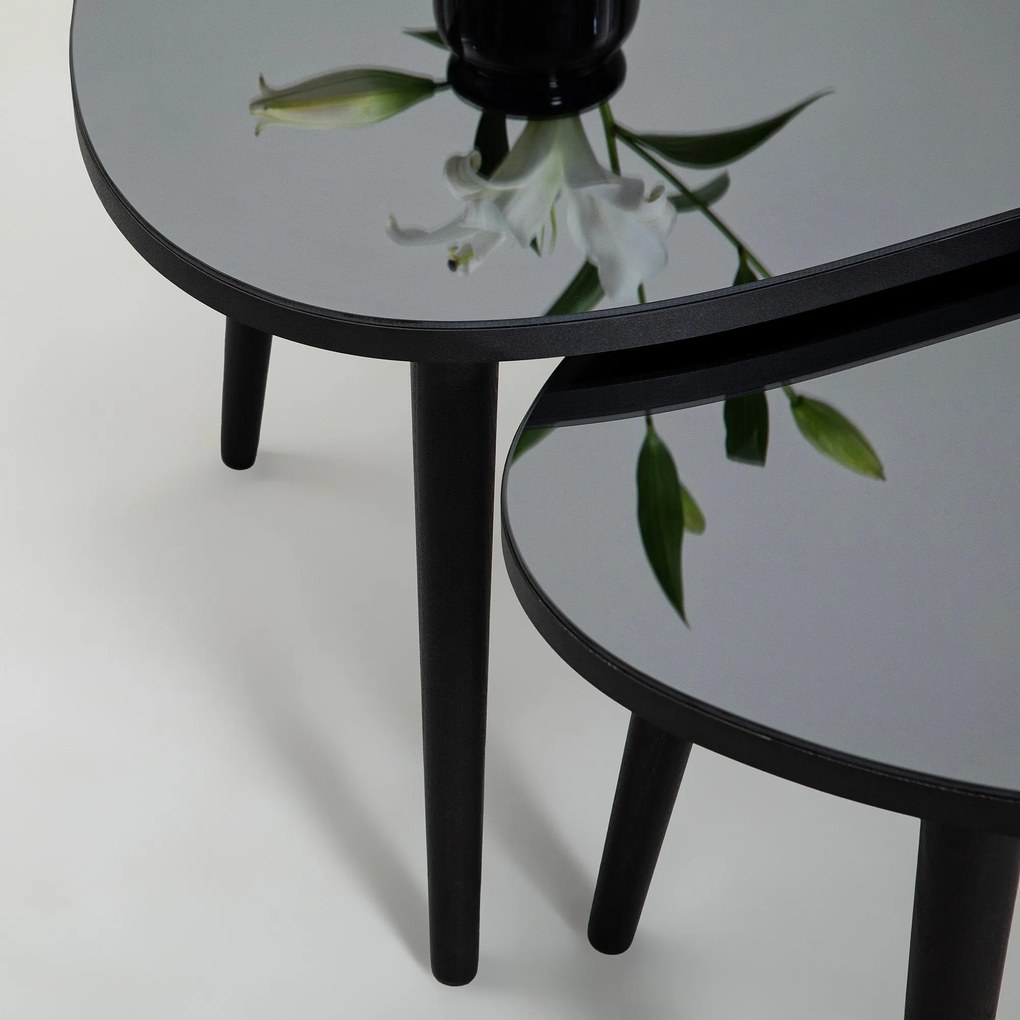 Mesa de Apoio Gusto (2 Peças) - Preto Fumado - 75x38x55cm e 75x41x55cm