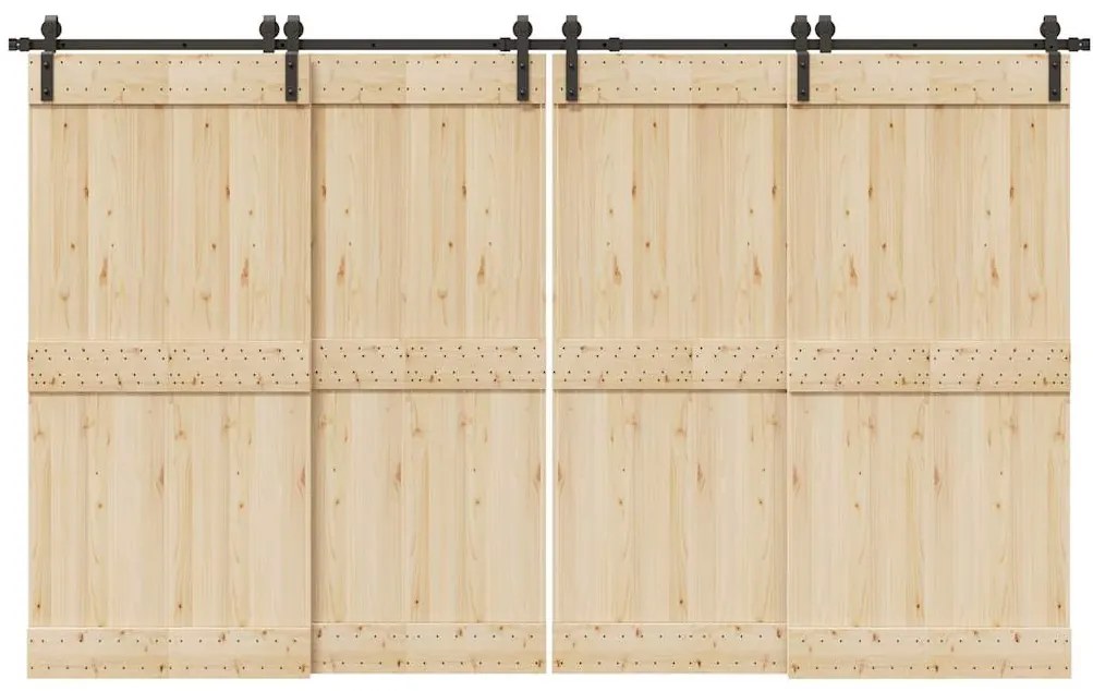 Kit de ferragens para porta deslizante 366 cm aço preto