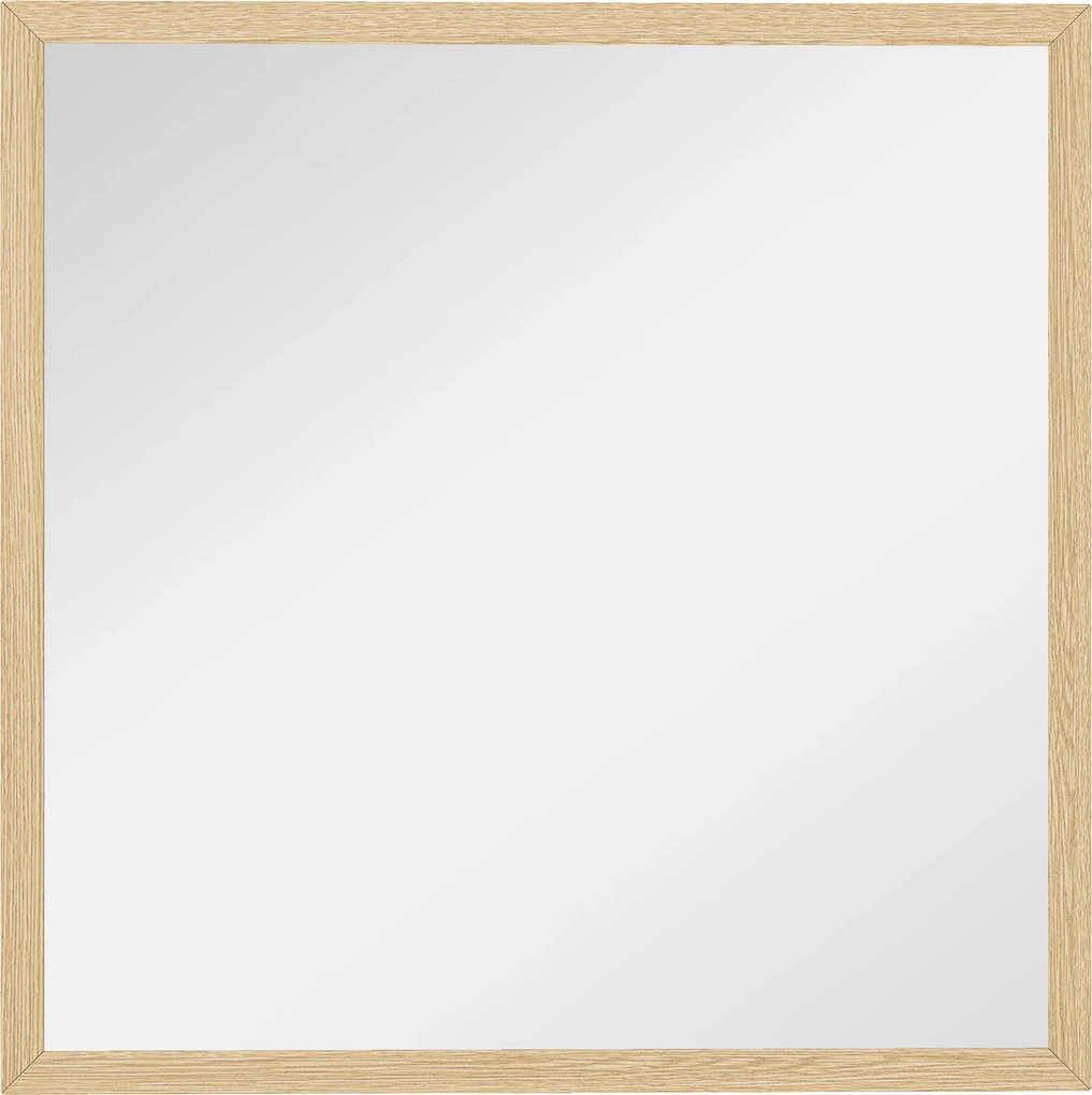 HOMCOM Espelho de parede quadrado 50 x 50 cm, moldura em madeira natural, ideal para casa de banho, sala ou quarto | Aosom Portugal