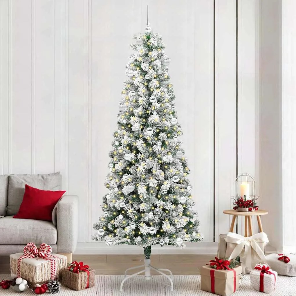 vidaXL Árvore de Natal Articulada Artificial Verde e Branco 240 cm