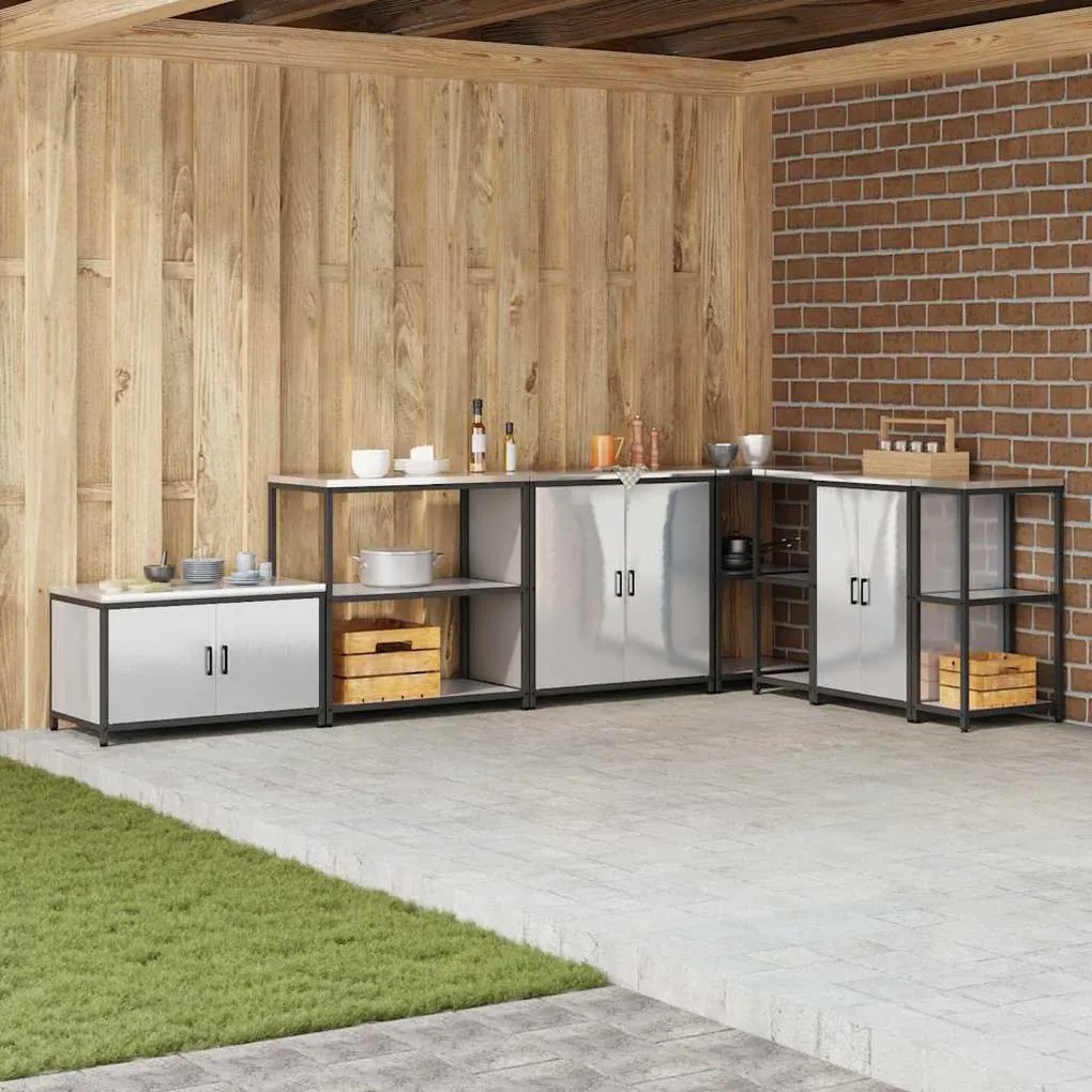 vidaXL Prateleira de Armazenamento de Cozinha Prata Aço inoxidável