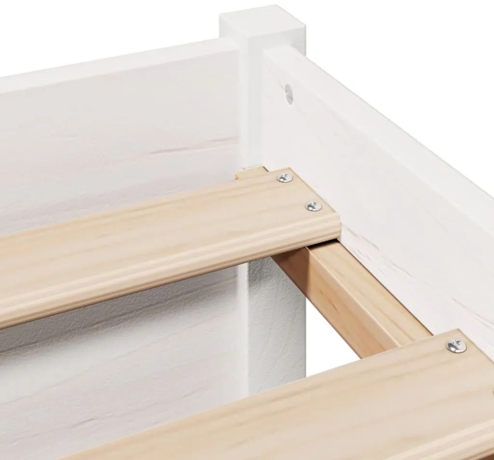 Cama com estante sem colchão 120x190 cm pinho maciço branco