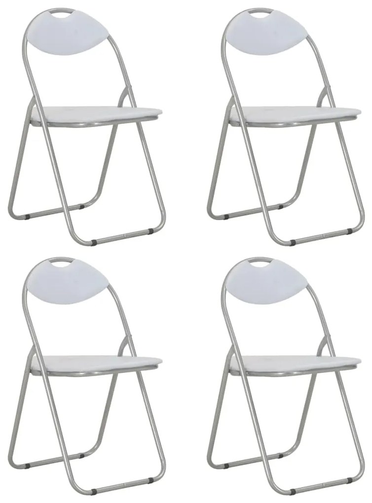 278595 vidaXL Cadeiras de jantar dobráveis 4 pcs couro artificial branco