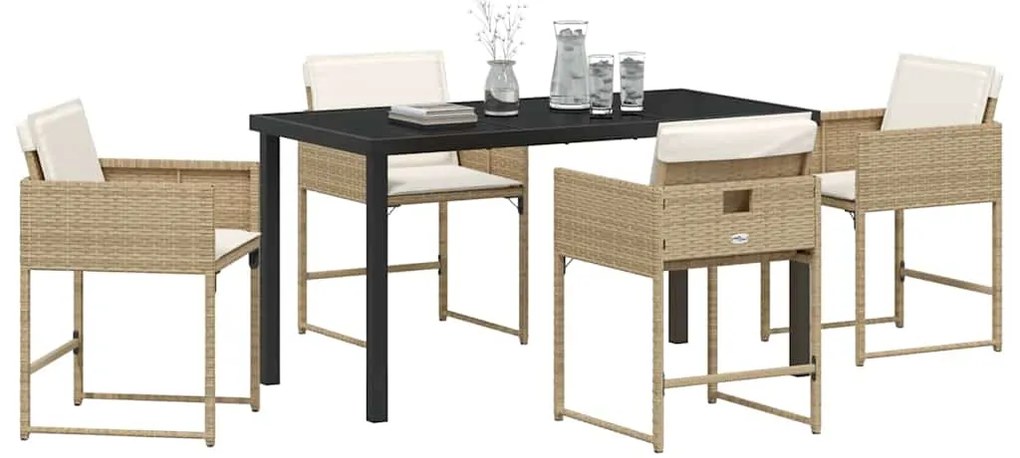 Conjunto de Jantar para o Jardim com 5 Peças da e Almofadas Bege em Ra