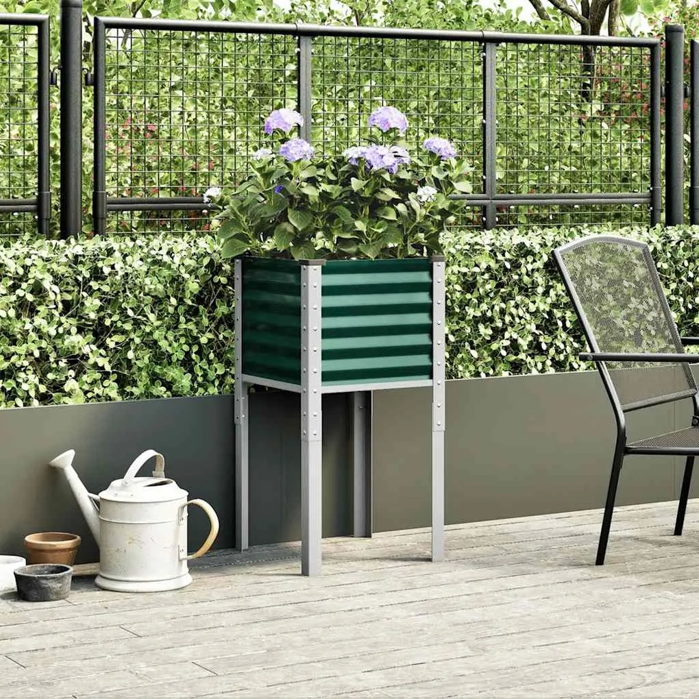 Vaso/floreira de jardim 45x45x88 cm aço verde