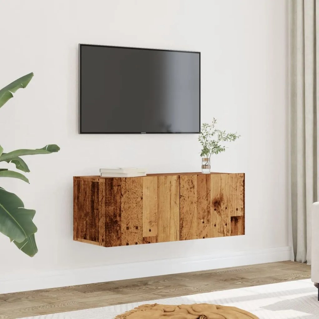Móveis de parede para TV 2 pcs 80x30x30 cm madeira velha
