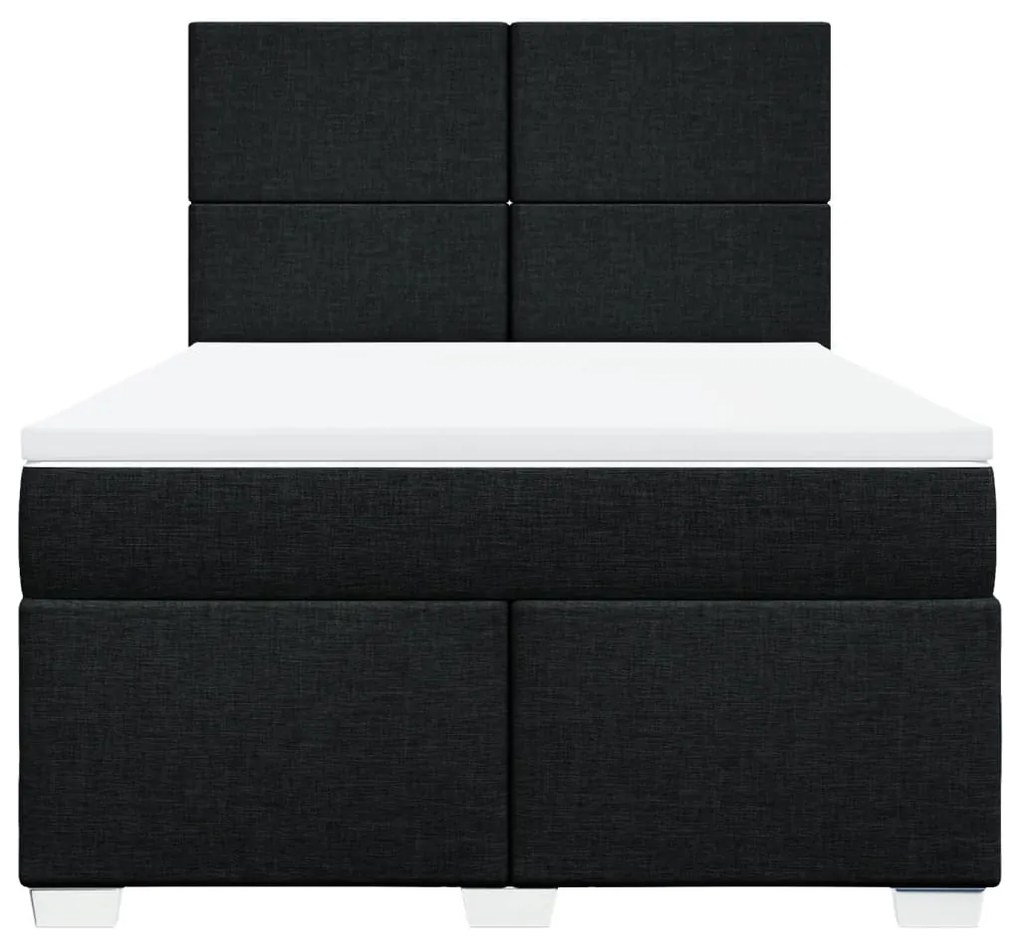 Cama com molas/colchão 140x190 cm tecido preto