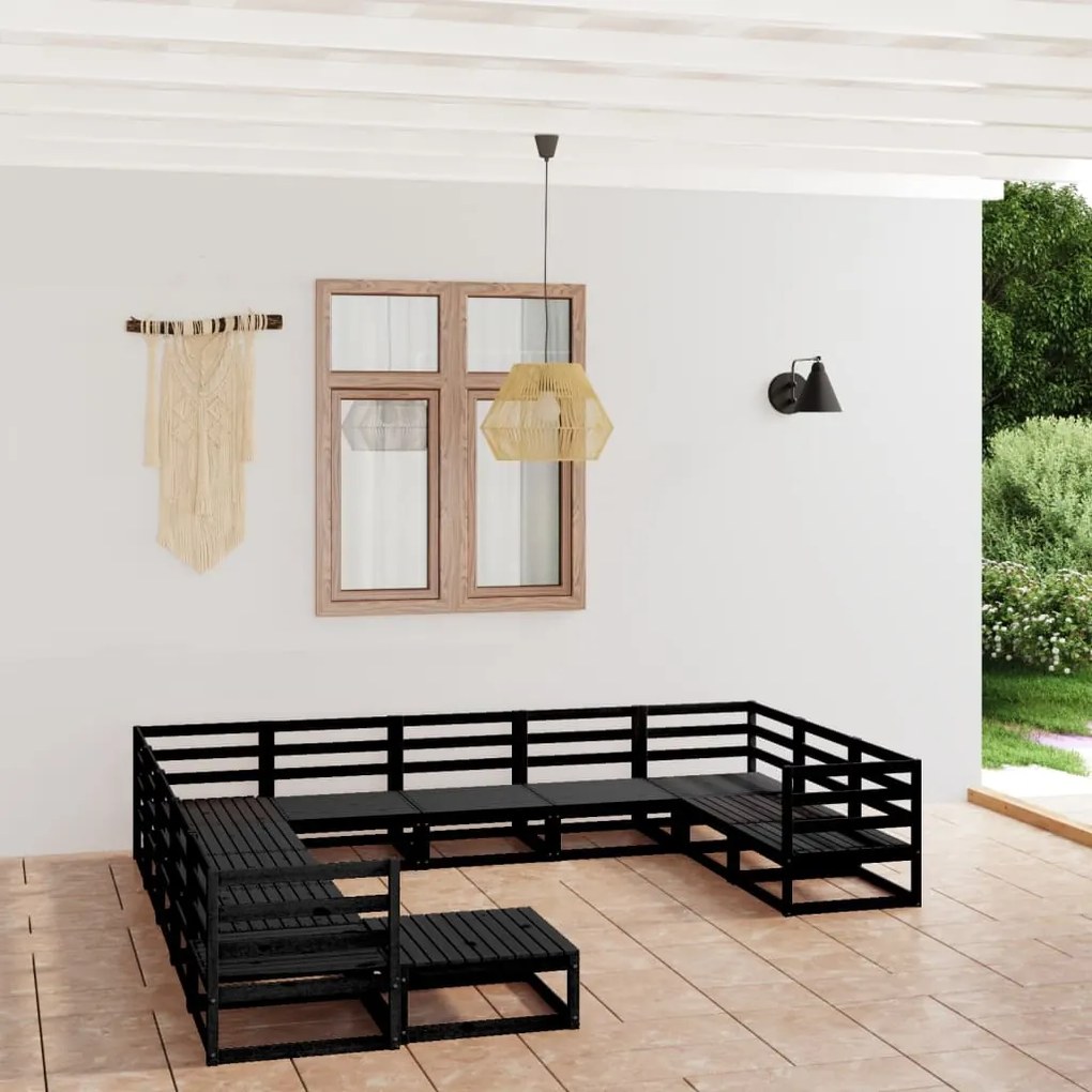 vidaXL 12 pcs conjunto lounge de jardim pinho maciço