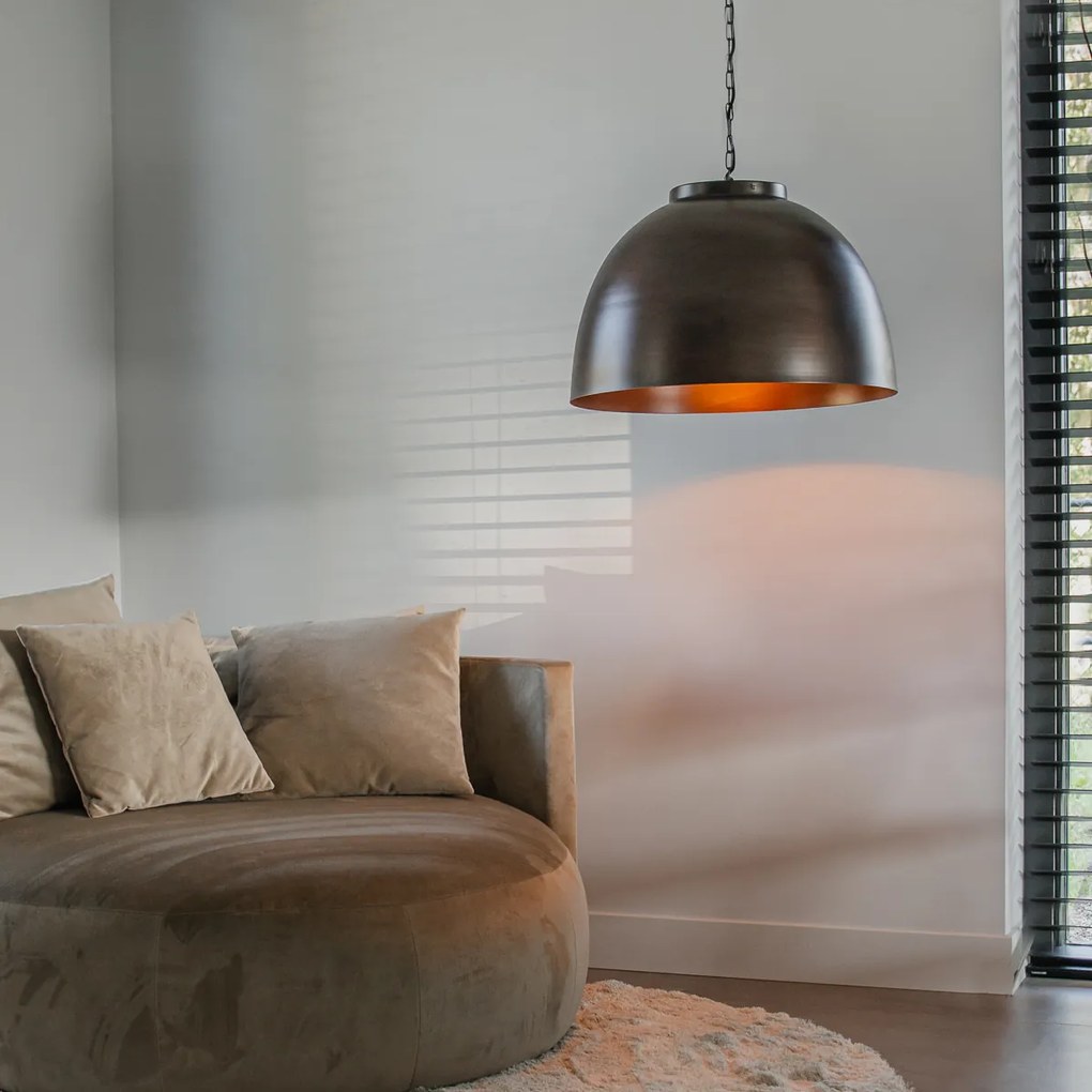 Candeeiro de suspensão industrial castanho antigo 60 cm - Hoodi