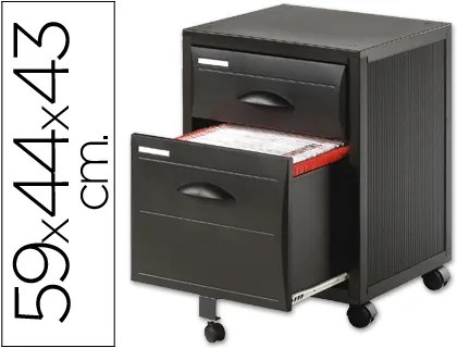 Modulo de Arquivo Paperflow Movel com 2 Gavetas 587 X 435 X 430 mm na Cor Preto