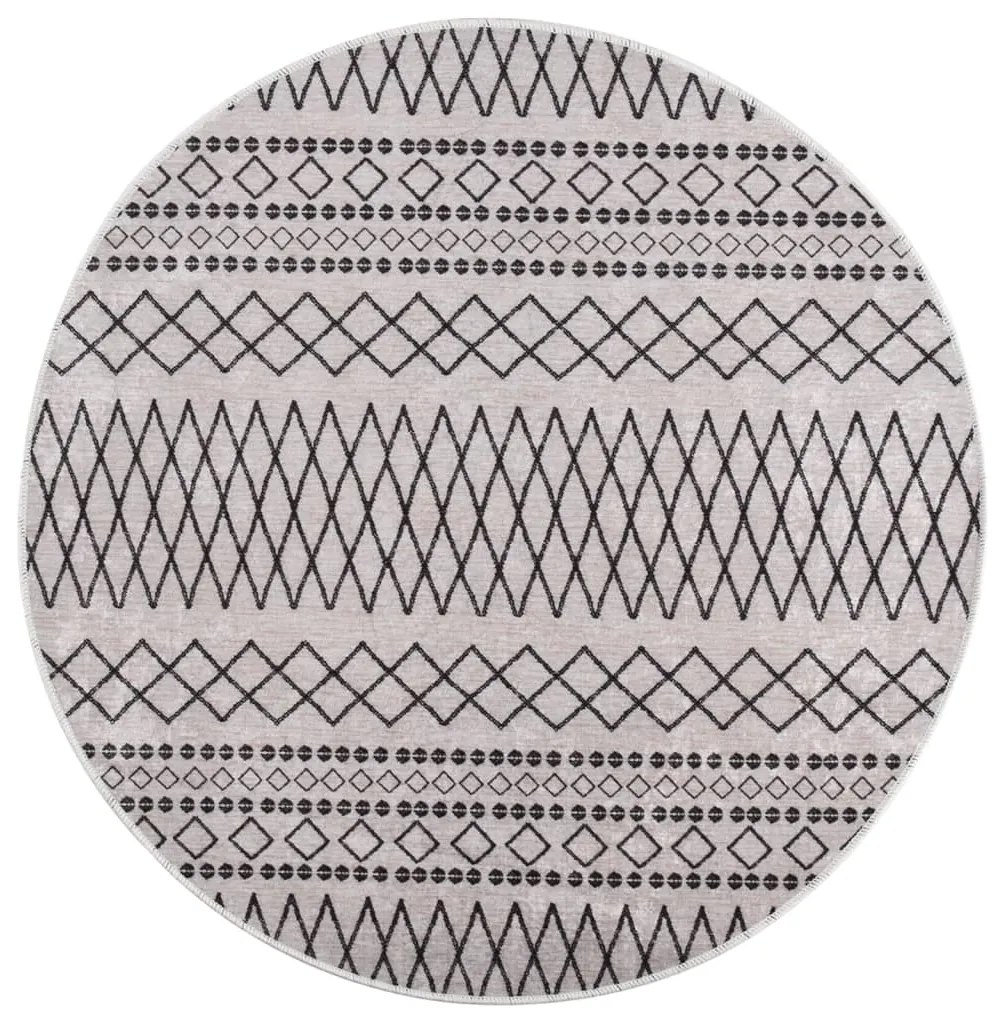 Tapete lavável antiderrapante φ120 cm preto e branco