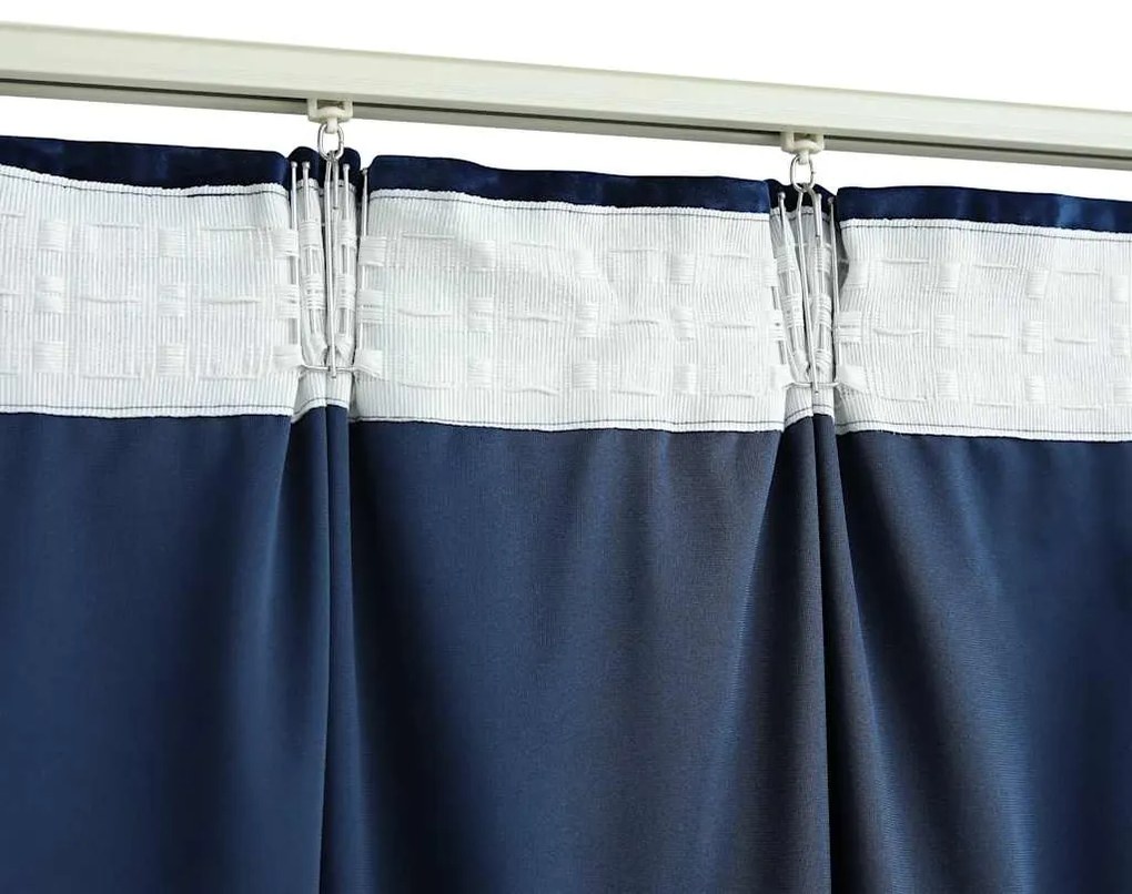 Cortinas blackout c/ ganchos 2 pcs 140x175cm veludo azul escuro