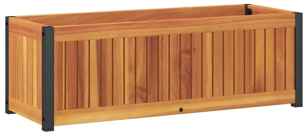 Vaso/floreira de jardim 80x30x27,5 cm acácia maciça e aço