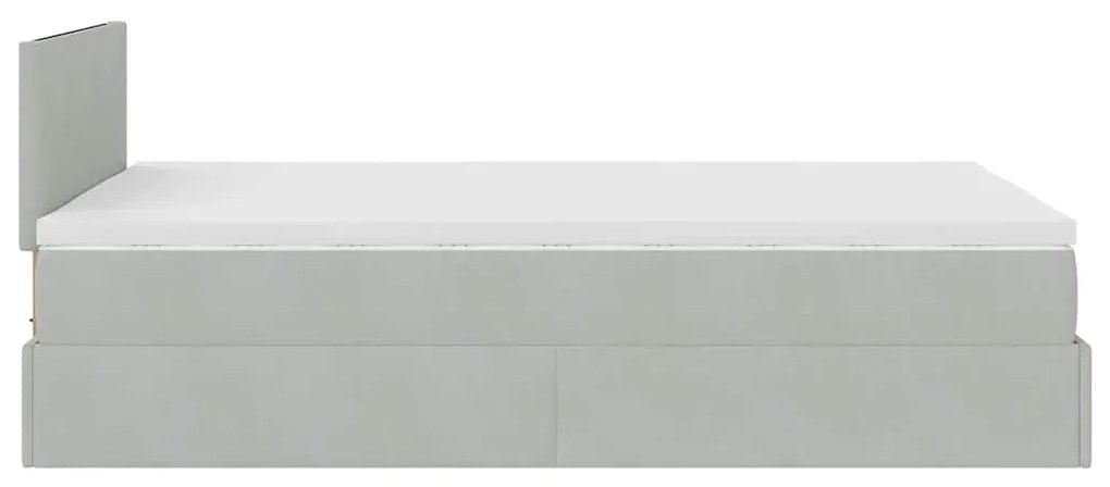 Cama otomana com colchão cinza claro 120x190 cm Veludo