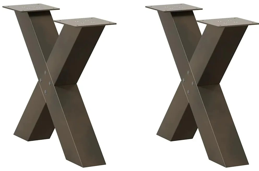 vidaXL Pés para mesa de centro em formato de X, 2 peças, aço natural, 50x(42-43) cm, aço